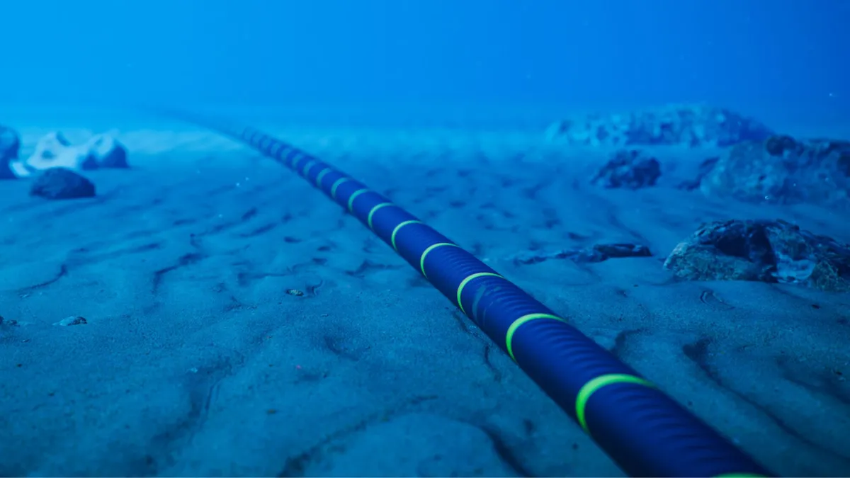 A cable in the ocean's depths